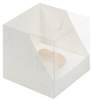 Коробка для 1 капкейка 100*100*100 белая с прозрачной крышкой
