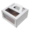 Коробка для торта 21*21*12 см Белая с окном, с ручками, гофрокартон