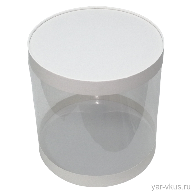 Коробка для торта белая ТУБУС d-18 / h-19 см прозрачная