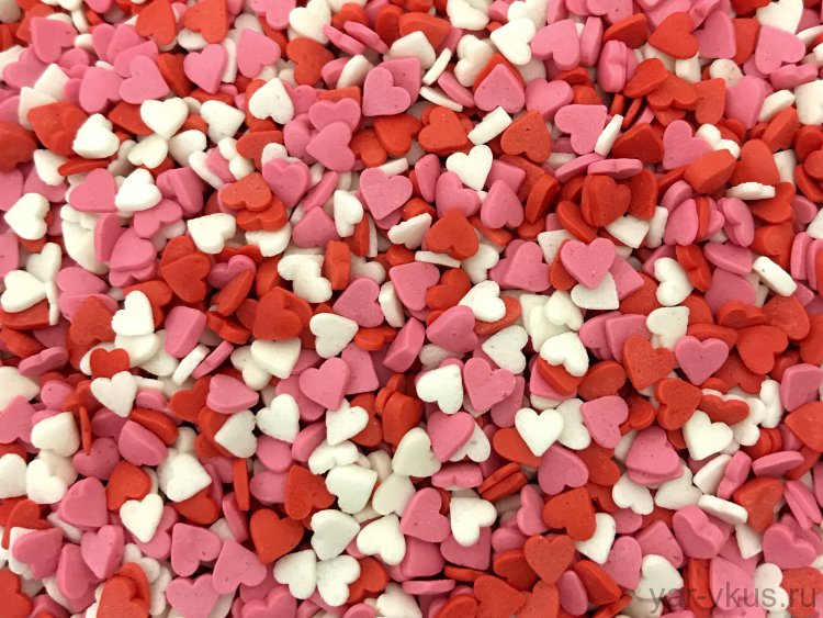 Сердечки красно-бело-розовые 50 гр 