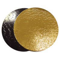 Подложка круглая d 22 см черная/золото усиленная 3 мм