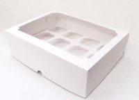 Коробка для 12 капкейков 350*250*100 мм белая с окном