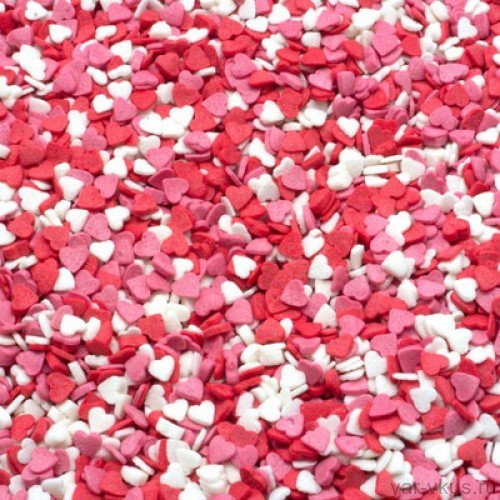 Сердечки красно-бело-розовые МИНИ 50 гр 