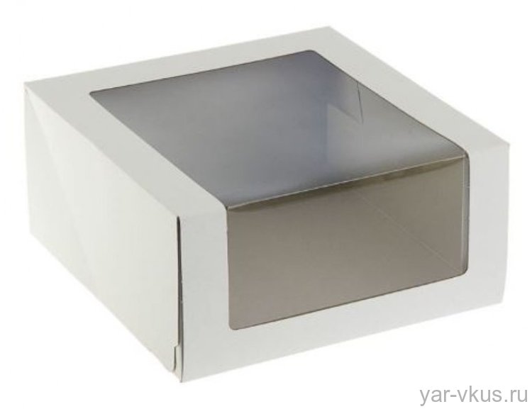 Коробка для торта 22,5*22,5*11 см увеличенное окно белая