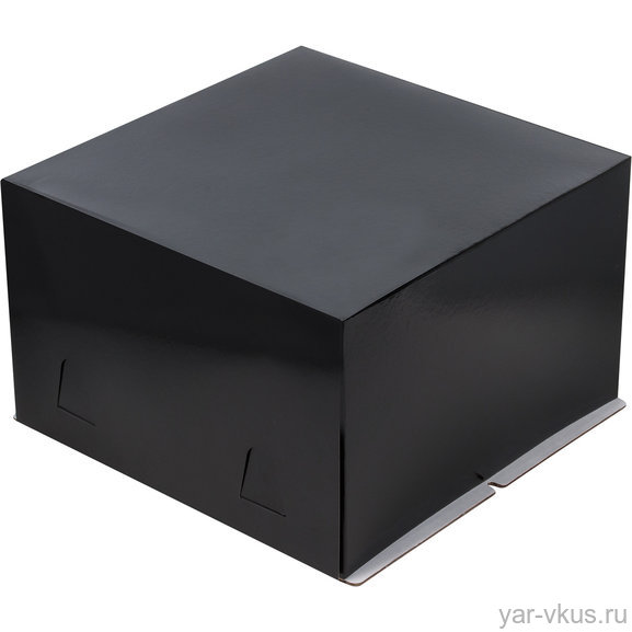 Коробка для торта 28*28*18 см хром-эрзац без окна черная