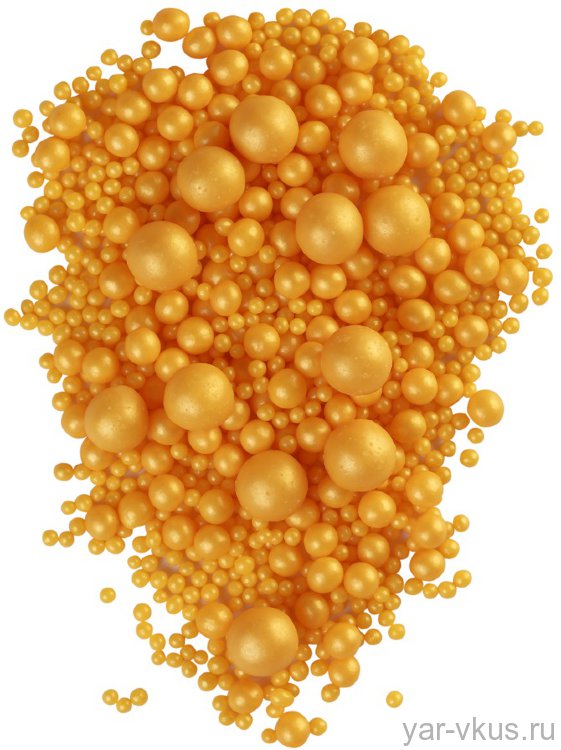 Воздушный рис Жемчуг Золото микс 2-13 мм в кондитерской глазури 50 гр