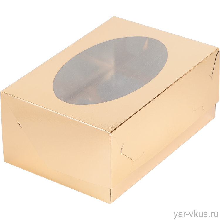 Коробка для 6 капкейков с окном 235*160*100 золото