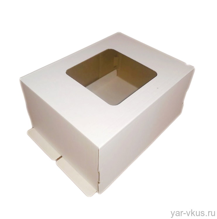 Коробка для торта Цифра 40*30*20 см, Белая с окном, гофрокартон