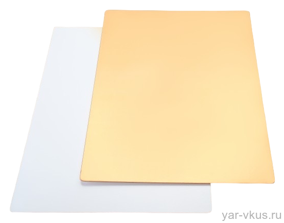 Подложка прямоугольная 0,8 мм 30х40 см золото/белая 