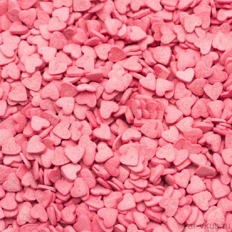 Сердечки Розовые, посыпка 50 гр 