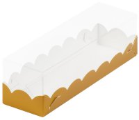 Коробка для макарун Золото матовое 190*55*55 мм с пластиковой крышкой