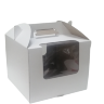 Коробка для торта 25*25*20 см Белая с окном, с ручками, гофрокартон