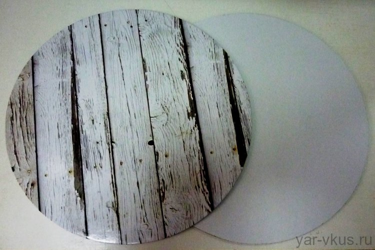 Подложка круглая d 30 см усиленная Дерево/Белая 3 мм