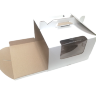 Коробка для торта 30*30*20 см Белая с окном, с ручками, гофрокартон