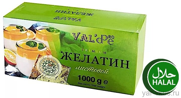 Желатин листовой VAL'DE pro (180+ bloom) 1 лист (5г) - упаковка 1кг