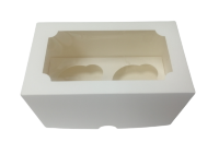 Коробка для 2 капкейков 170*100*100 мм, с окном белая 
