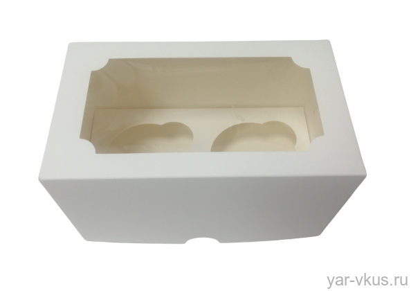 Коробка для 2 капкейков 170*100*100 мм, с окном белая 