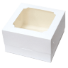 Коробка для бенто торта 140*140*80 мм белая с окном