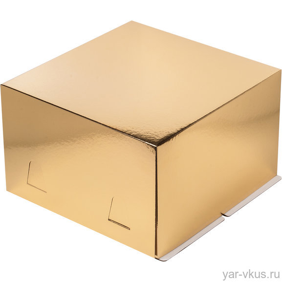 Коробка для торта Золото 26*26*18 см хром-эрзац без окна