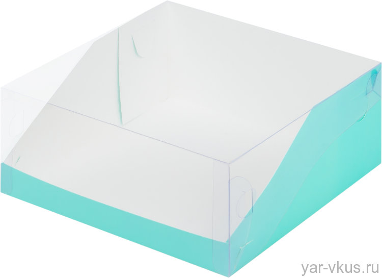 Коробка для торта 23,5*23,5*10 см Тиффани с прозрачной крышкой