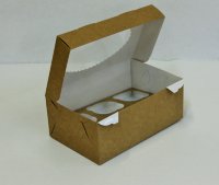 Коробка для 6 капкейков 250*170*100 мм Крафт с окном
