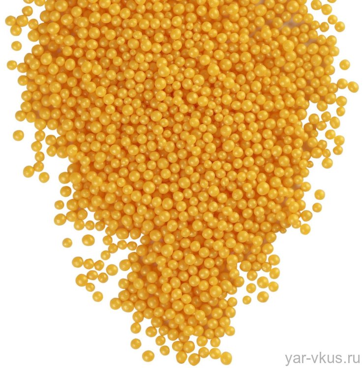 Воздушный рис Жемчуг Золото 2-5 мм в кондитерской глазури 50 гр
